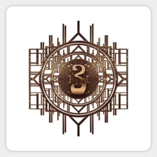 Golden number three in glamorous 1920s jugendstil style Sticker